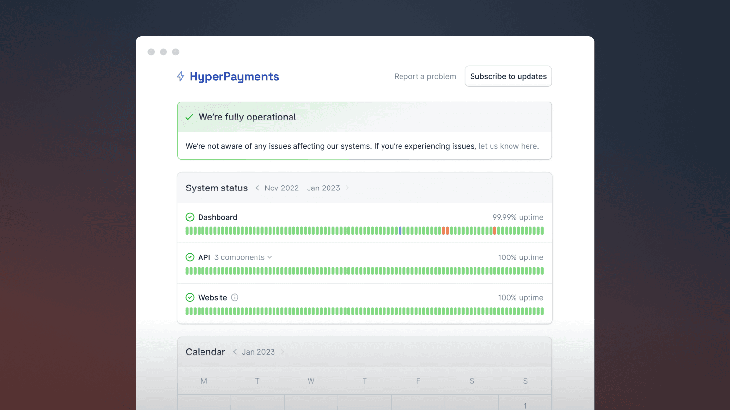 An incident.io status page