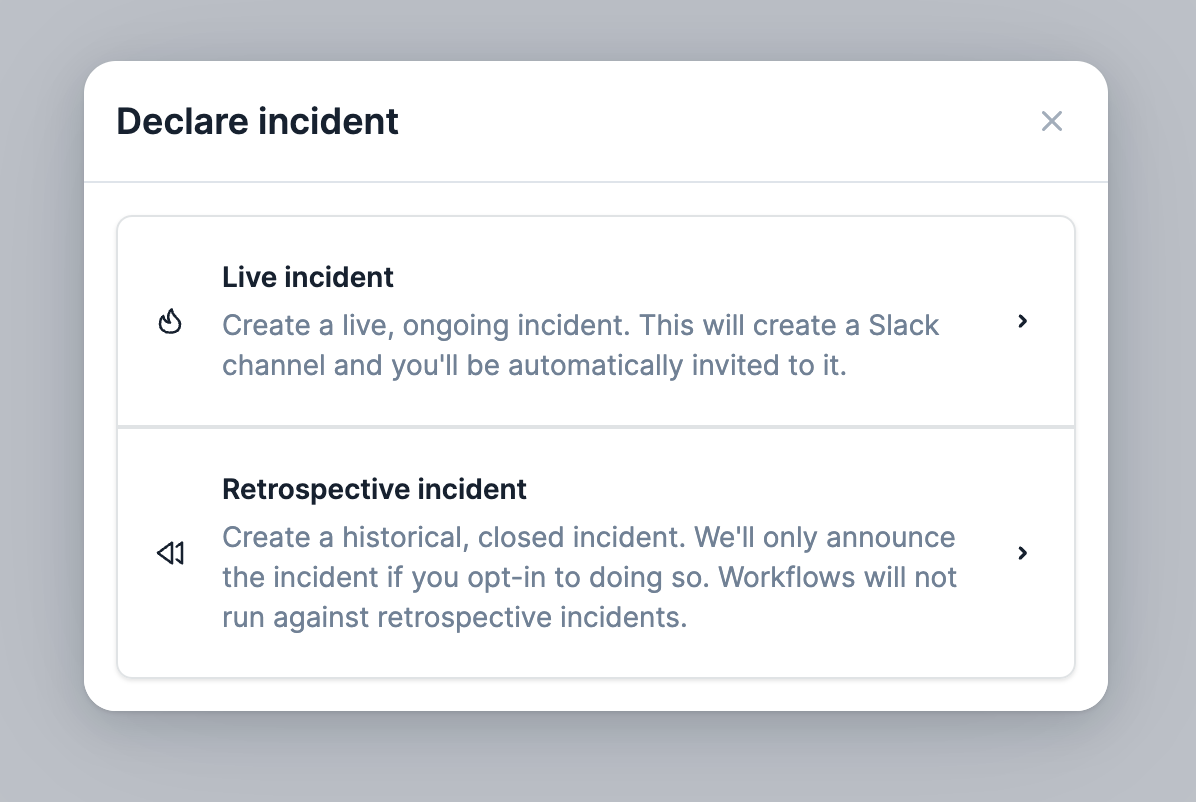 "Declaring an incident with incident.io example"