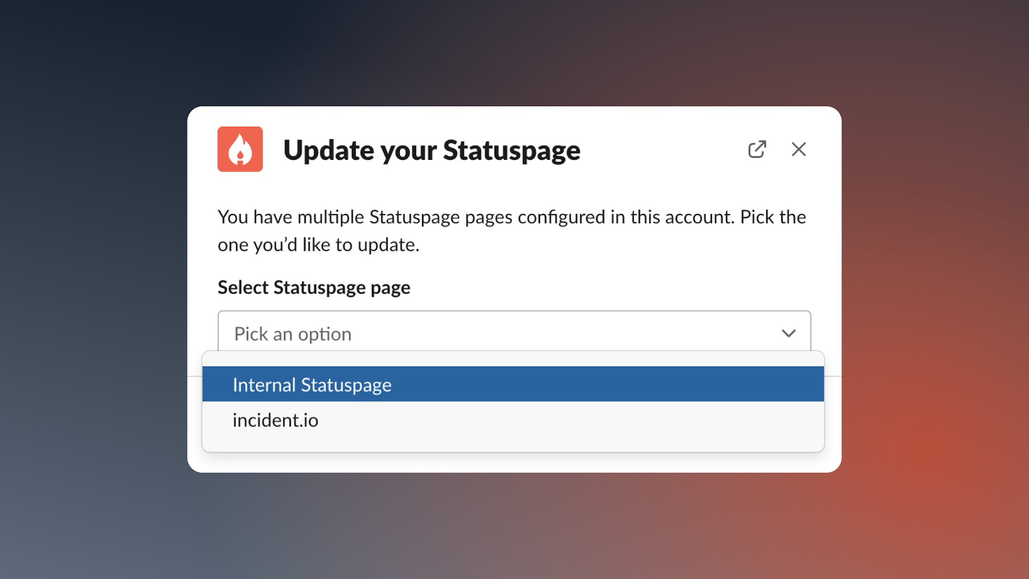 Selecting between multiple Statuspage pages