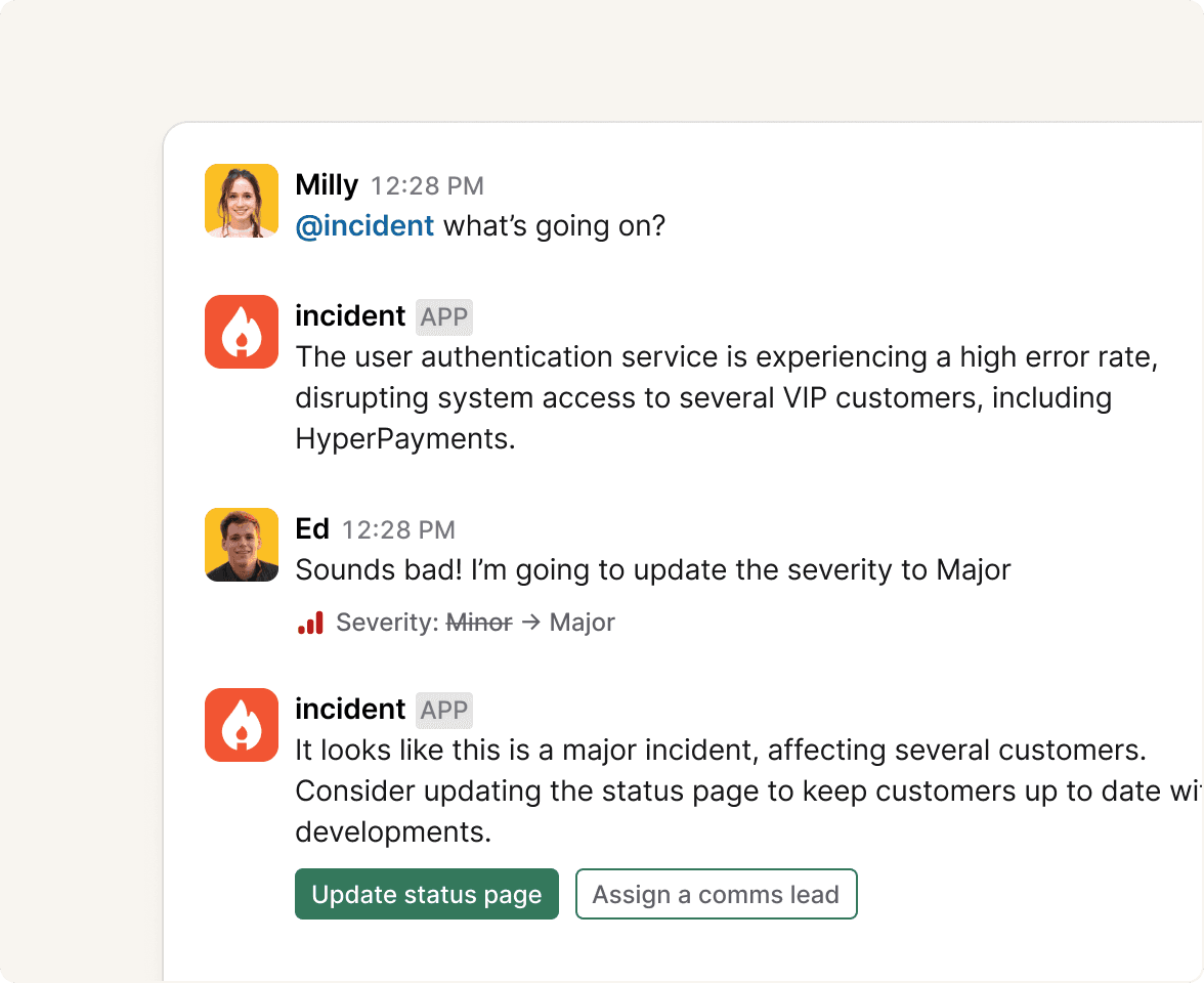 Share incident updates over Slack, SMS and email