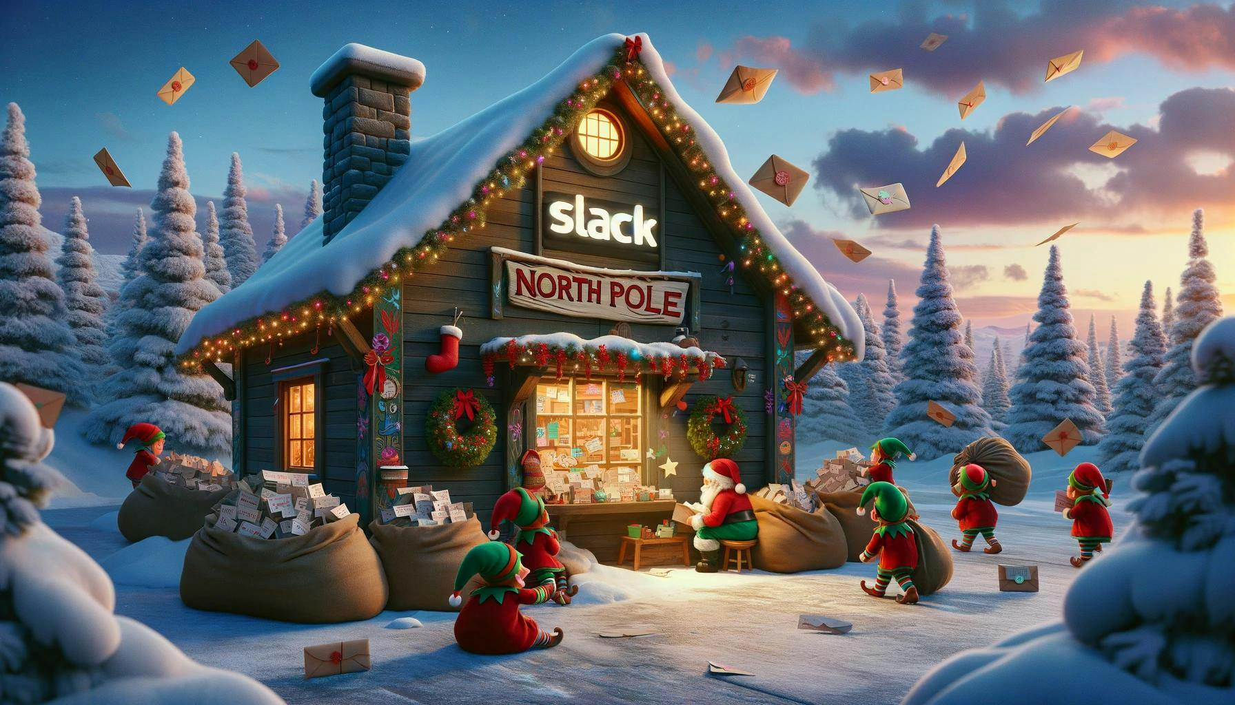Letters arriving at Slack's North Pole offices
