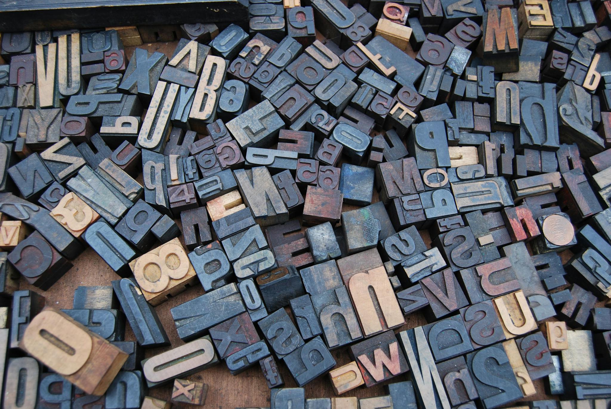 A photograph of printing press letter blocks