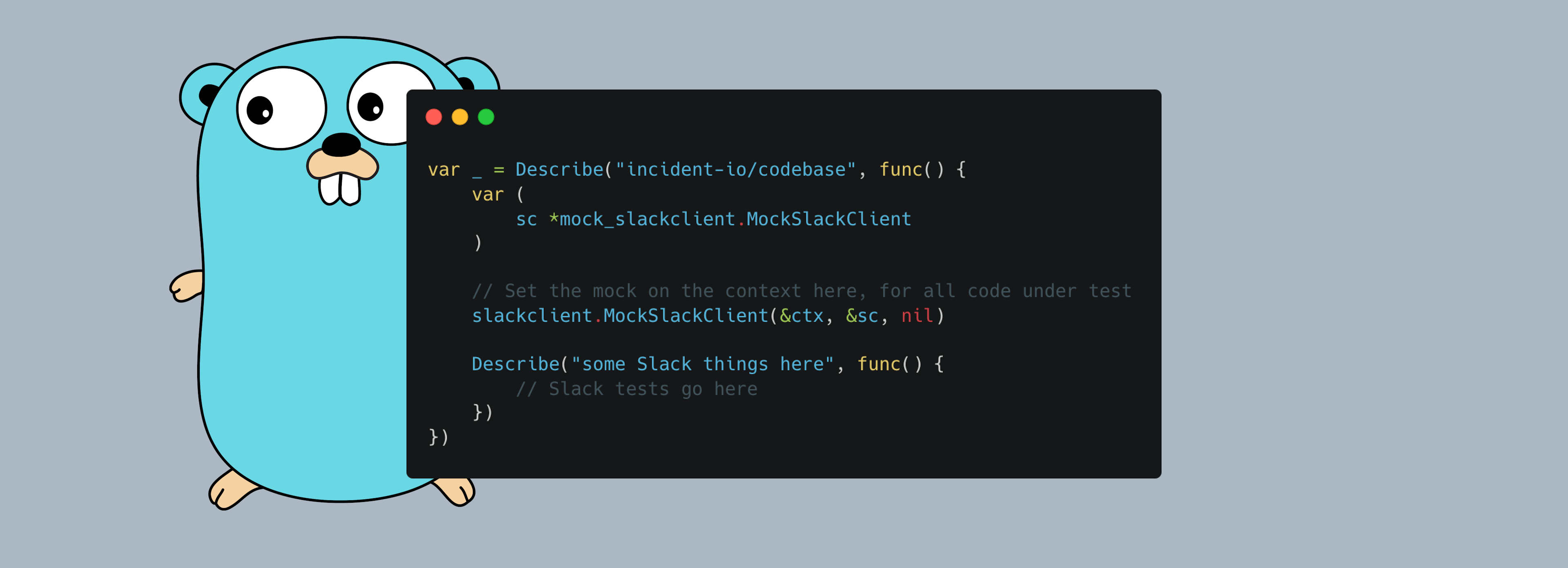 Golang tests using the mocked Slack client