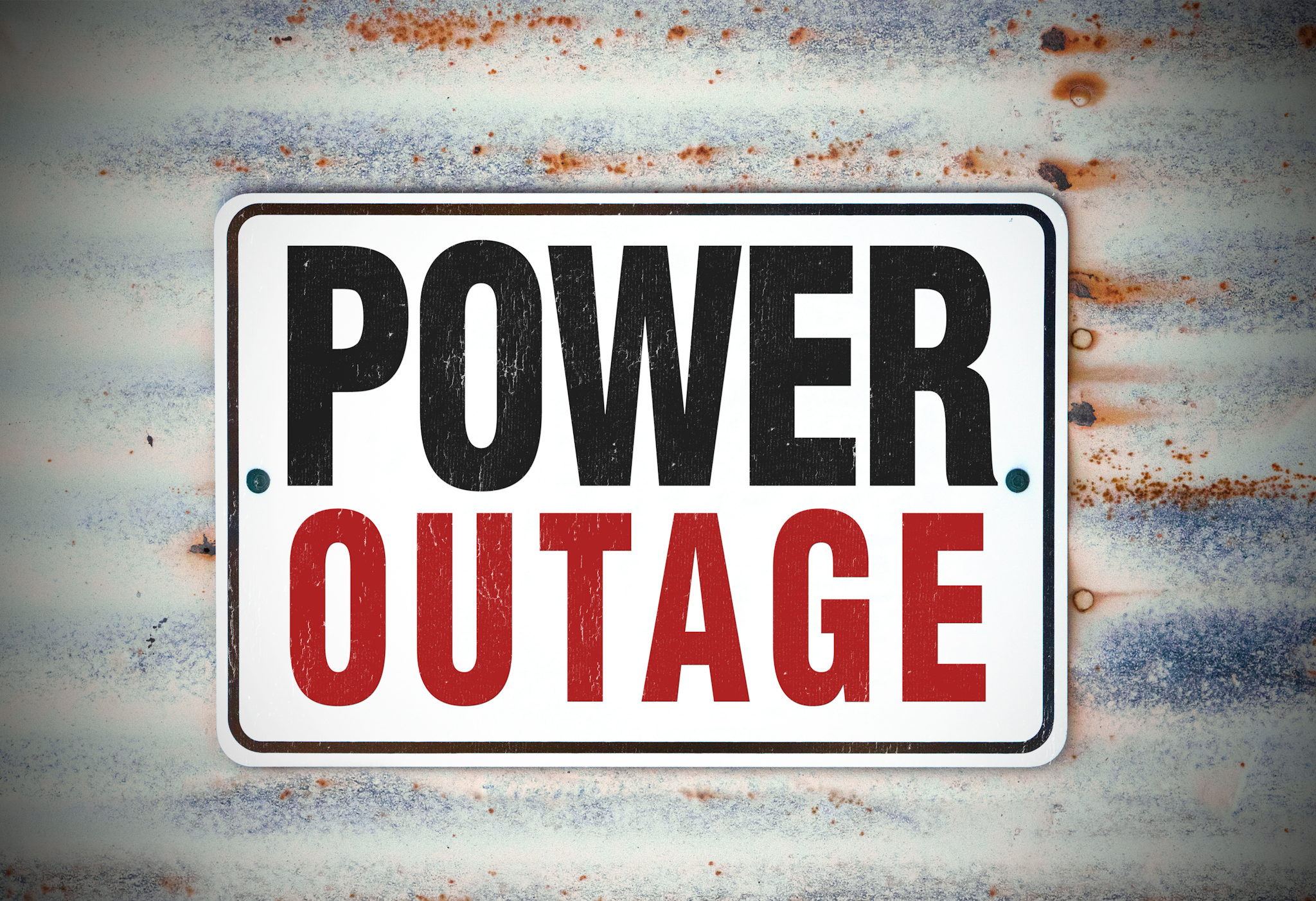 A photo of a power outage sign